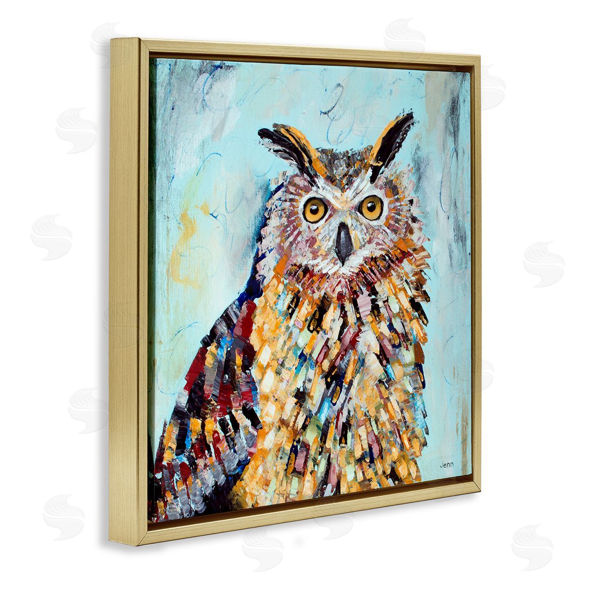 Jen Seeley Street Style Modern Owl Gold Floating Frame Canvas Wall Art Print