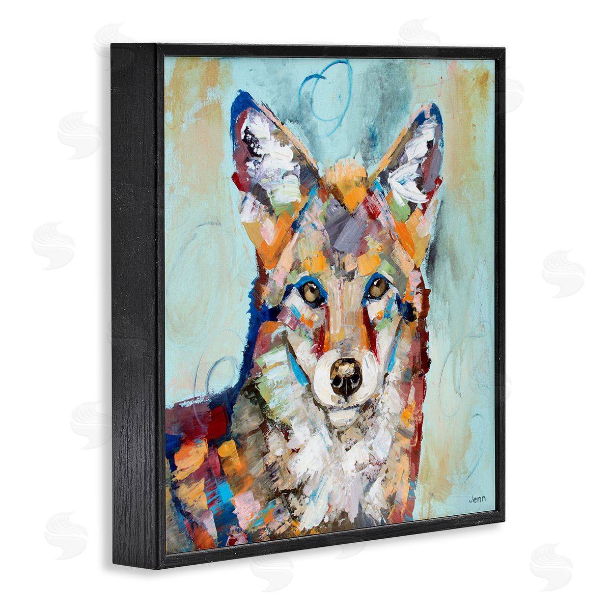 Jen Seeley Abstract Fox Painting Modern Strokes Black Framed Glicee Wall Art Print