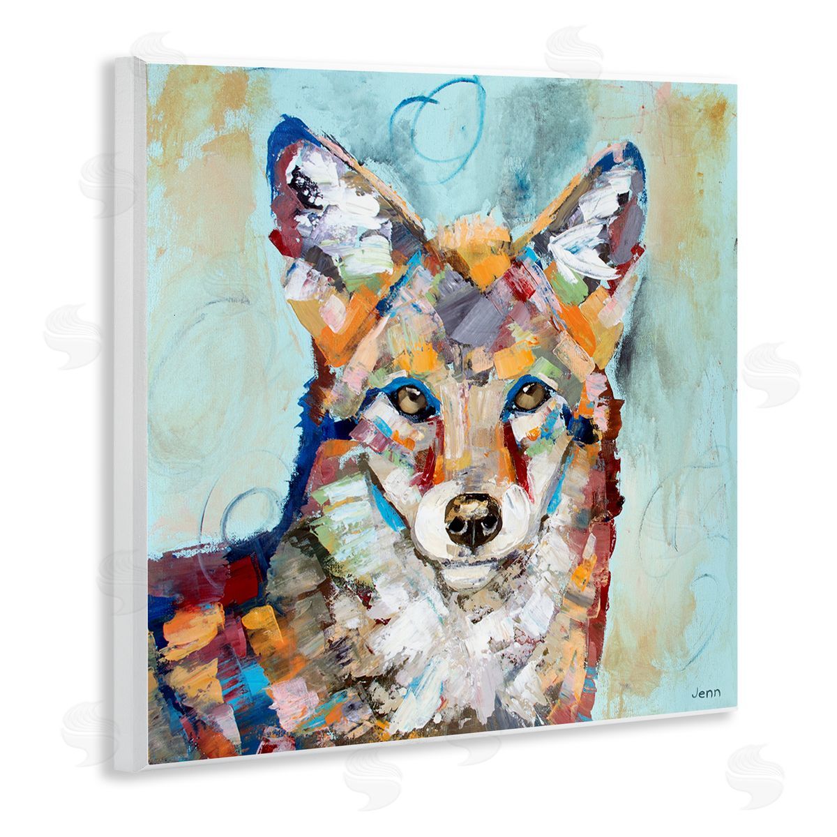 Jen Seeley Abstract Fox Painting Modern Strokes Wooden Wall Plaque Art Print
