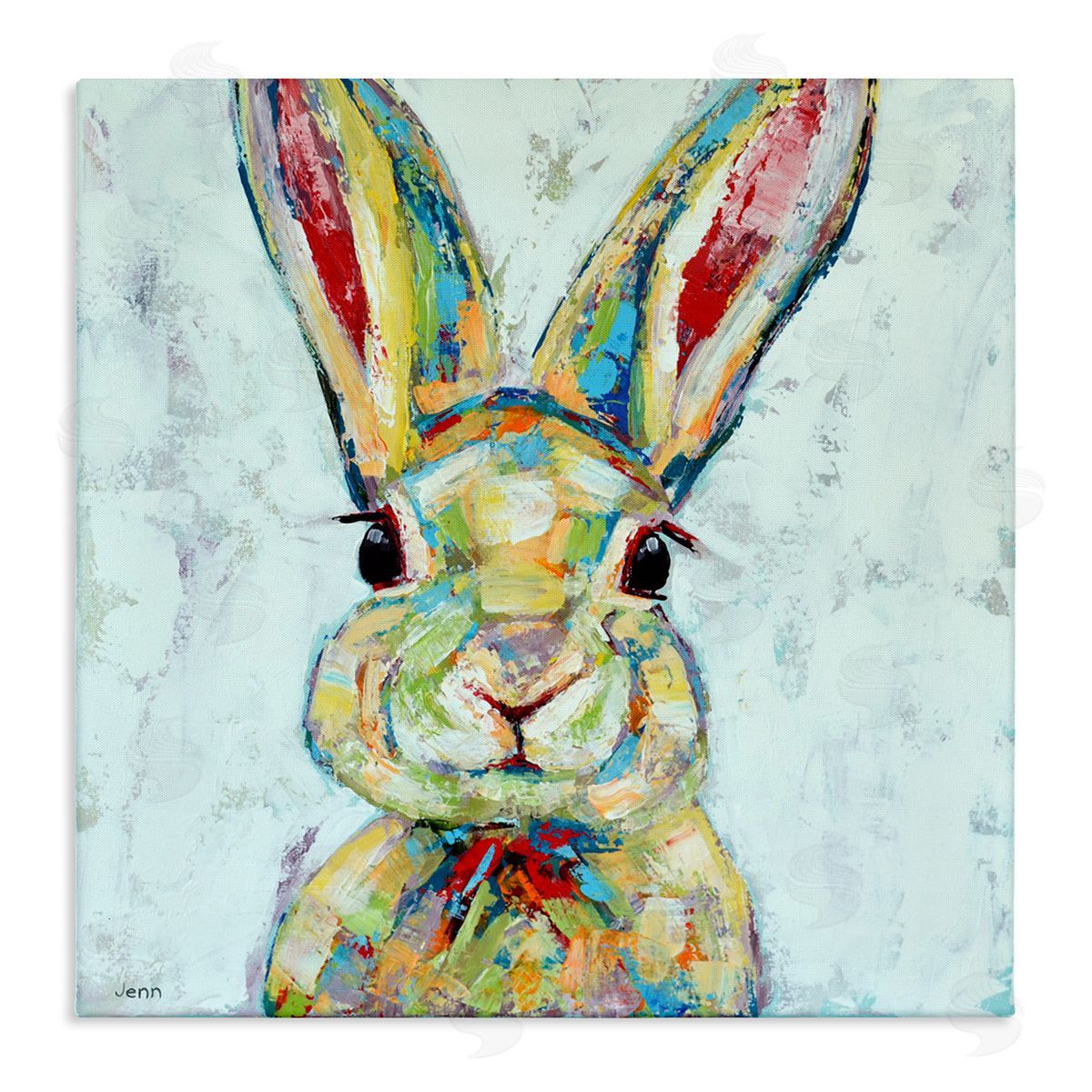 Jen Seeley Bunny Wildlife Modern Portrait Stretched Canvas Wall Art Print