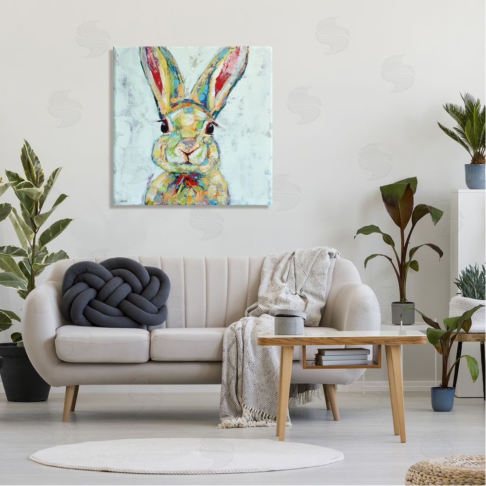 Jen Seeley Bunny Wildlife Modern Portrait Canvas Wall Art in Room