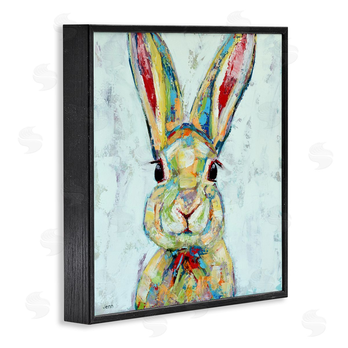 Jen Seeley Bunny Wildlife Modern Portrait Black Framed Glicee Wall Art Print