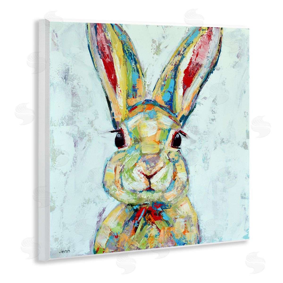 Jen Seeley Bunny Wildlife Modern Portrait Wooden Wall Plaque Art Print