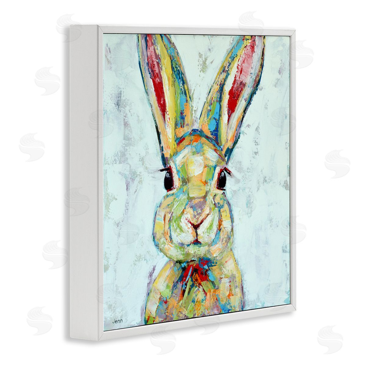 Jen Seeley Bunny Wildlife Modern Portrait White Framed Glicee Wall Art Print