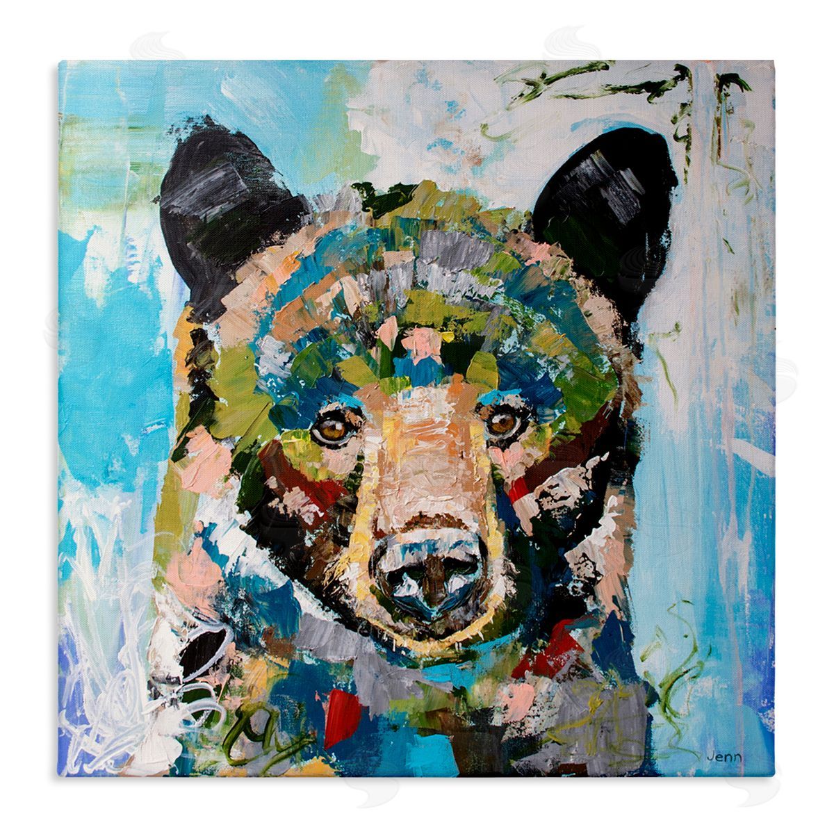 Jen Seeley Abstract Chaotic Bear Wildlife Stretched Canvas Wall Art Print