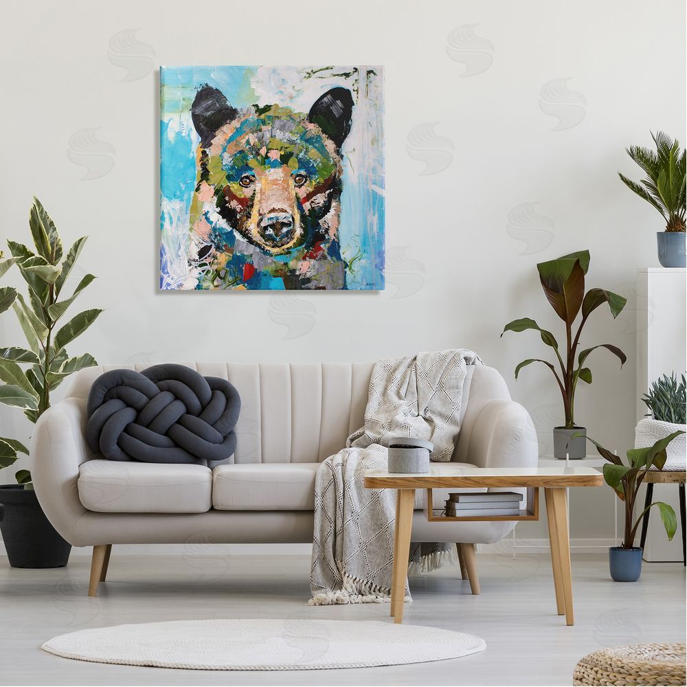 Jen Seeley Abstract Chaotic Bear Wildlife Canvas Wall Art in Room