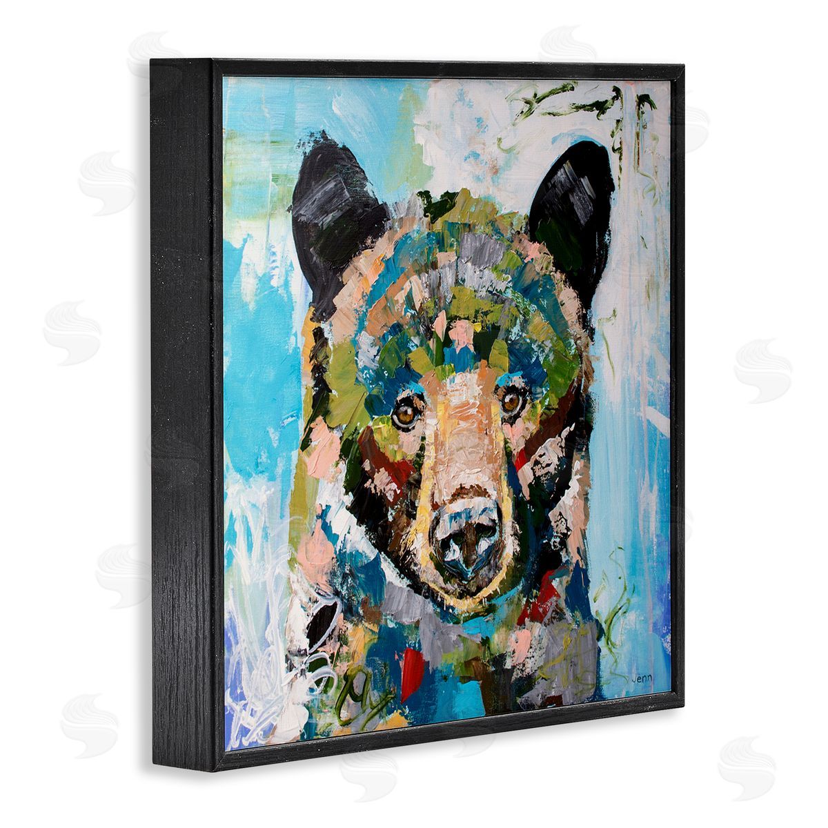 Jen Seeley Abstract Chaotic Bear Wildlife Black Framed Glicee Wall Art Print