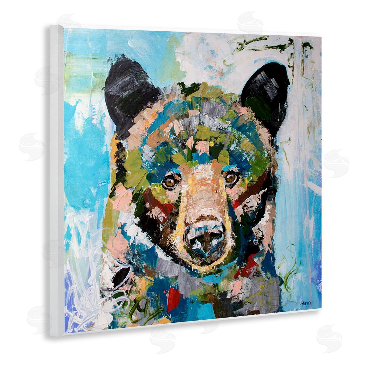 Jen Seeley Abstract Chaotic Bear Wildlife Wooden Wall Plaque Art Print