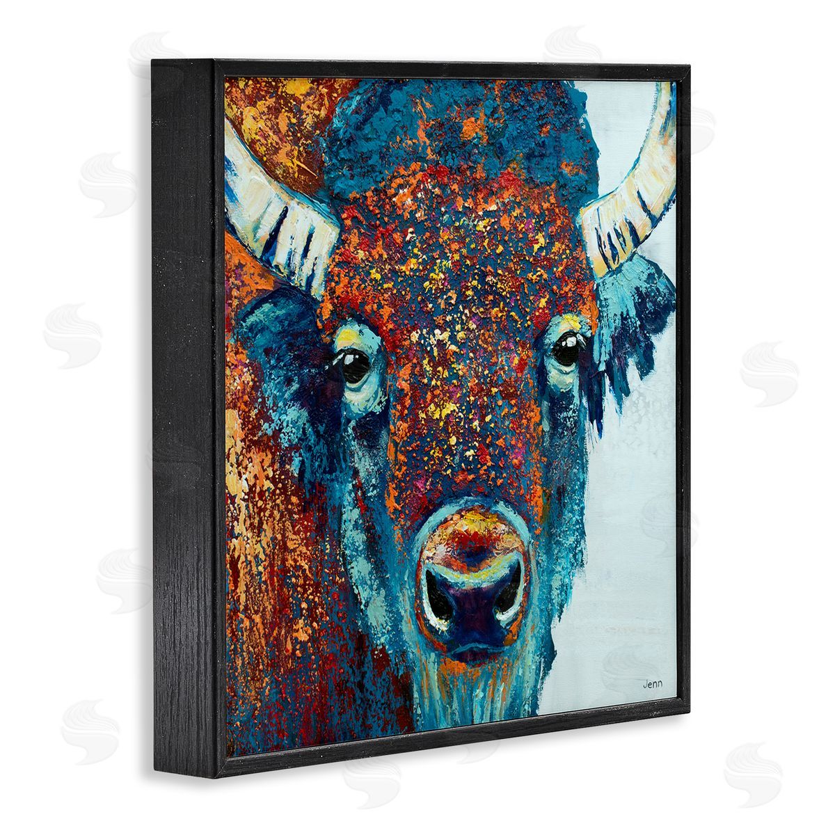 Jen Seeley Bison Gazing Close Up Wildlife Black Framed Glicee Wall Art Print