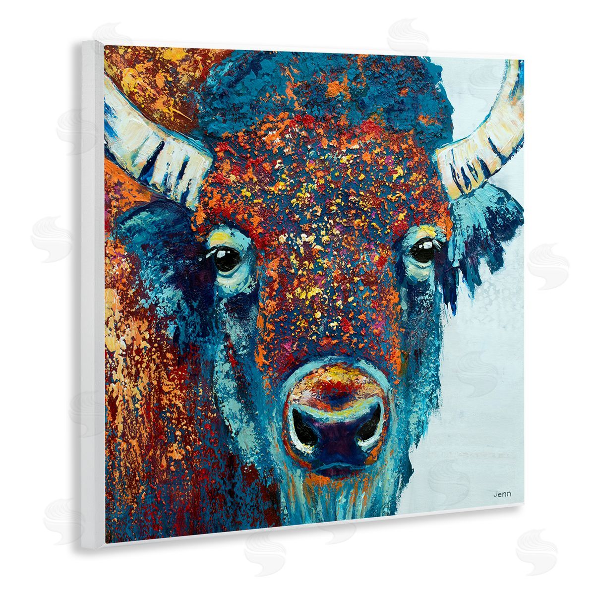 Jen Seeley Bison Gazing Close Up Wildlife Wooden Wall Plaque Art Print