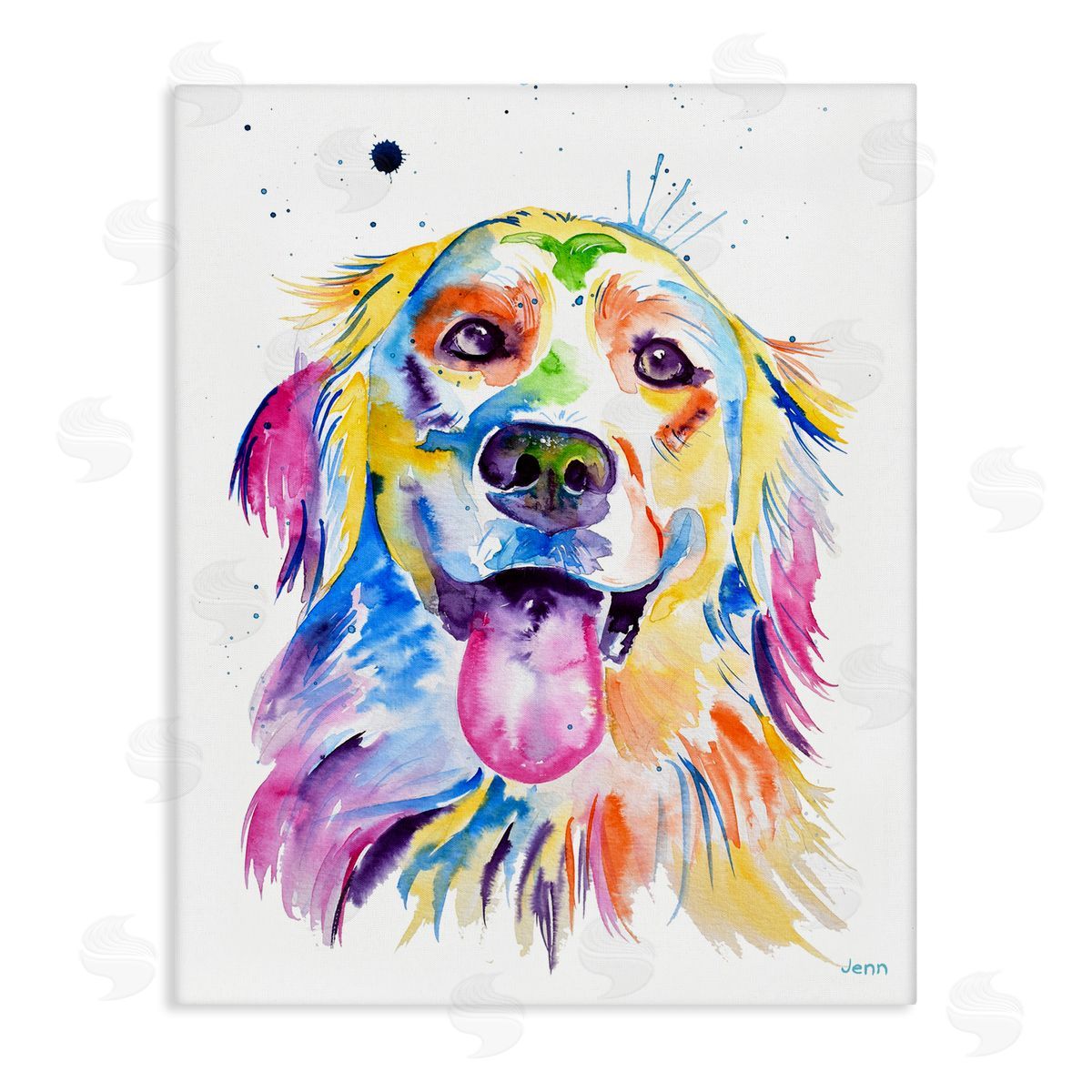 Jen Seeley Watercolor Style Happy Dog Face