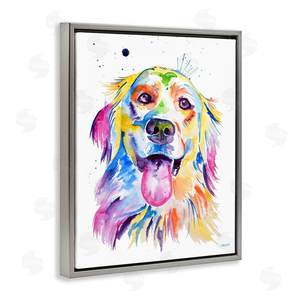 Jen Seeley Watercolor Style Happy Dog Face
