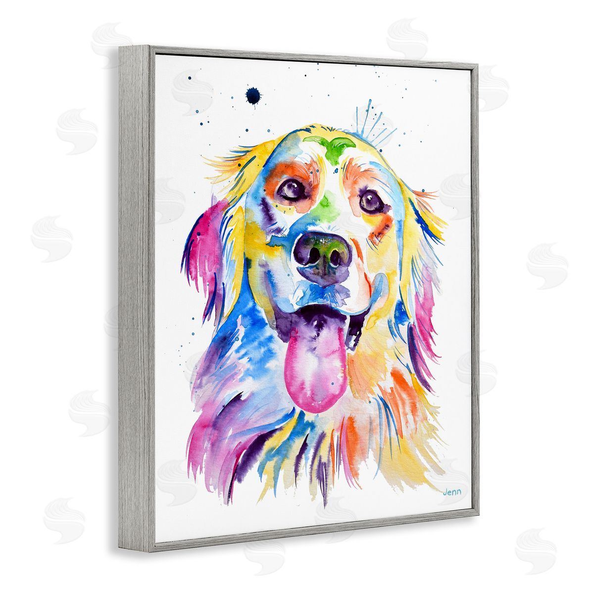 Jen Seeley Watercolor Style Happy Dog Face