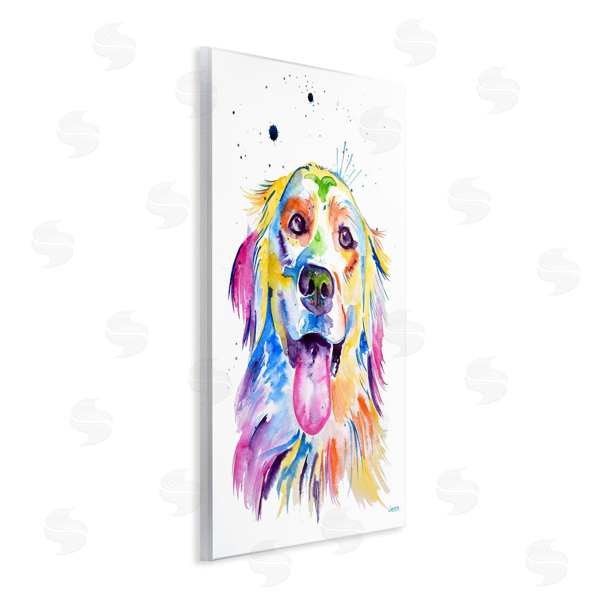 Jen Seeley Watercolor Style Happy Dog Face