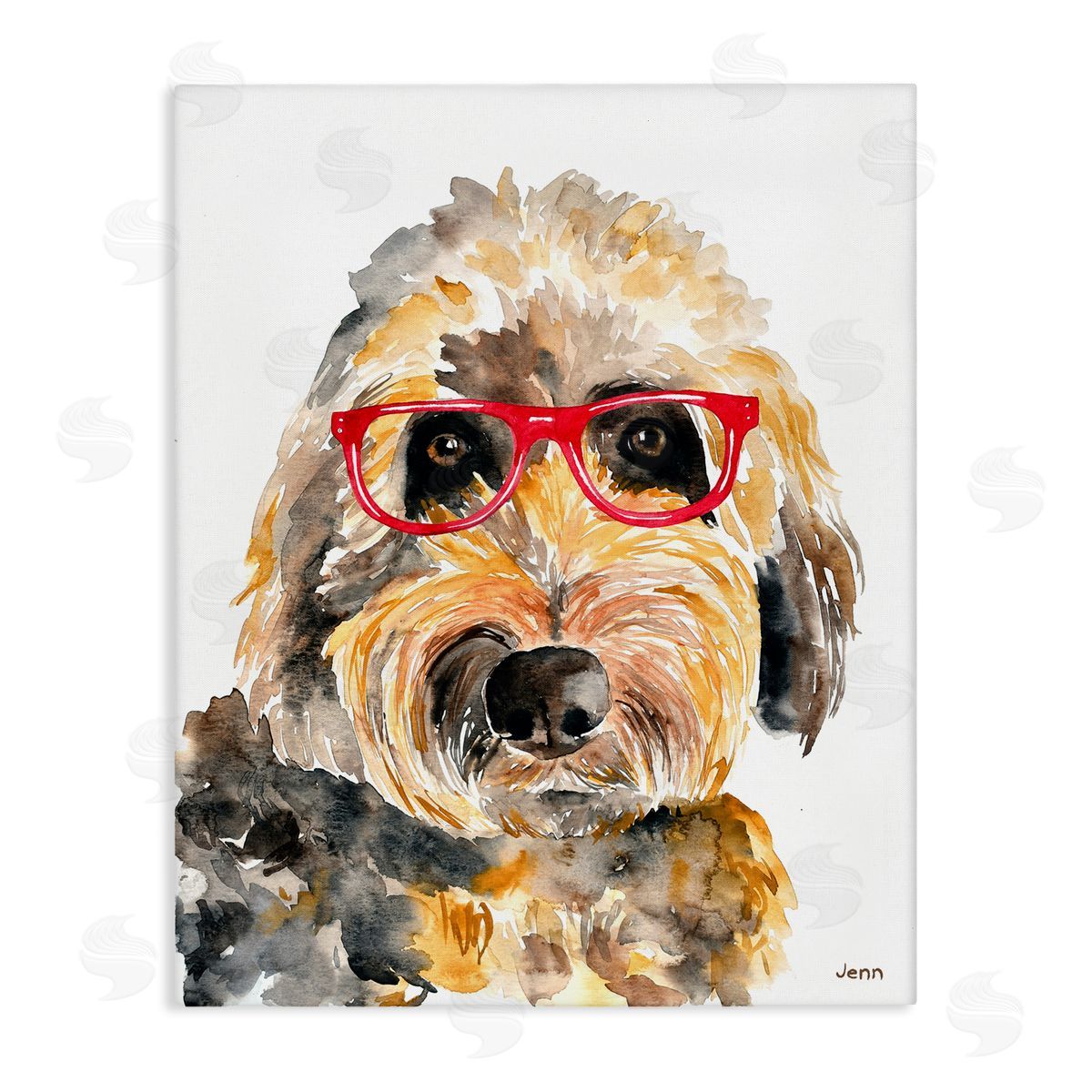 Jen Seeley Fun Terrier Dog Red Glasses
