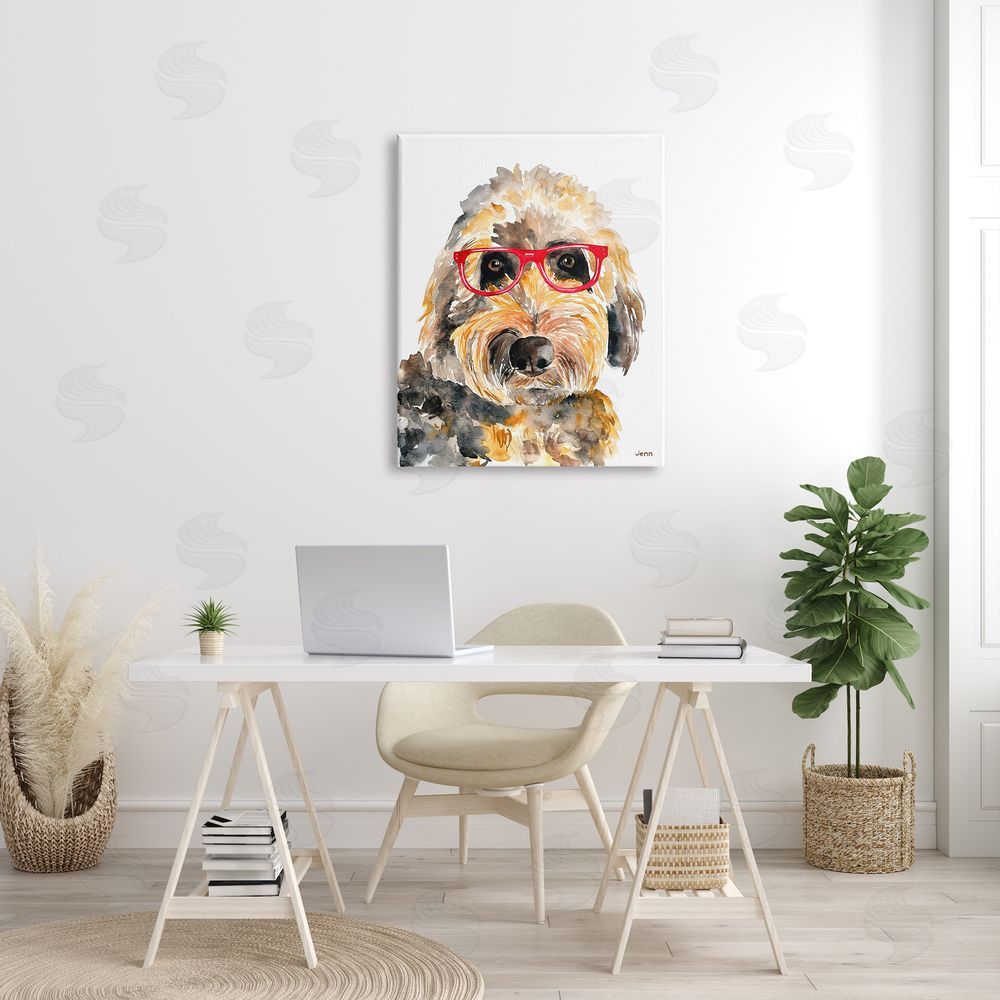 Jen Seeley Fun Terrier Dog Red Glasses