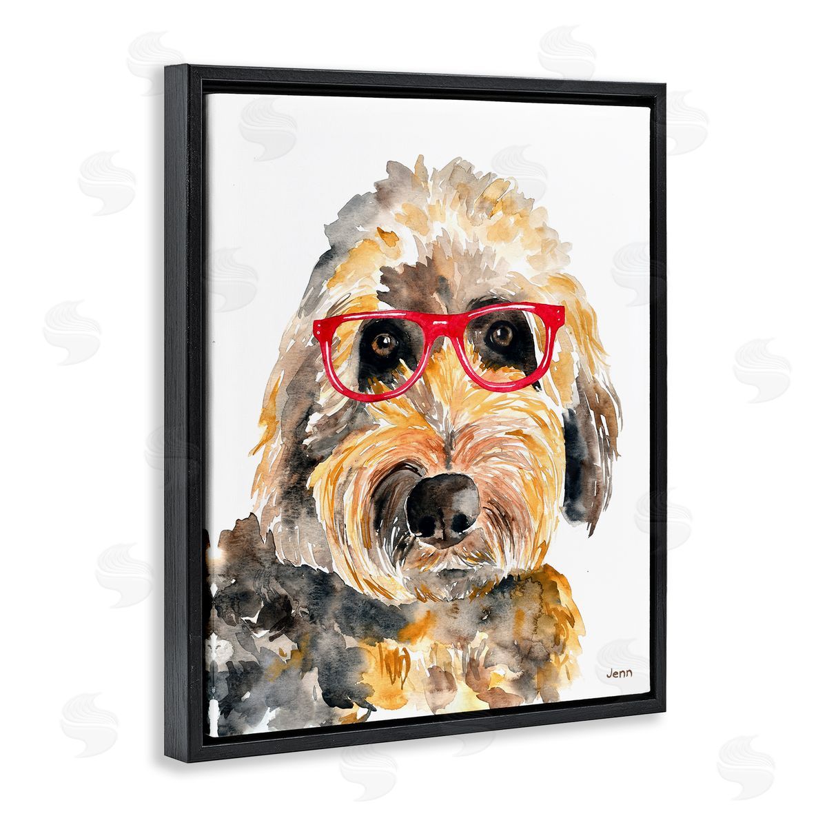 Jen Seeley Fun Terrier Dog Red Glasses