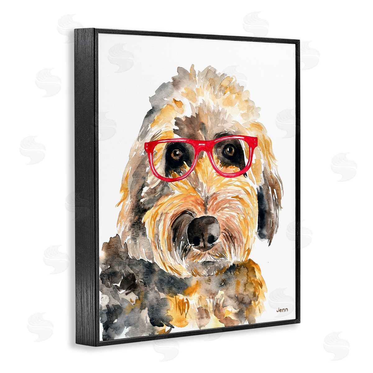 Jen Seeley Fun Terrier Dog Red Glasses