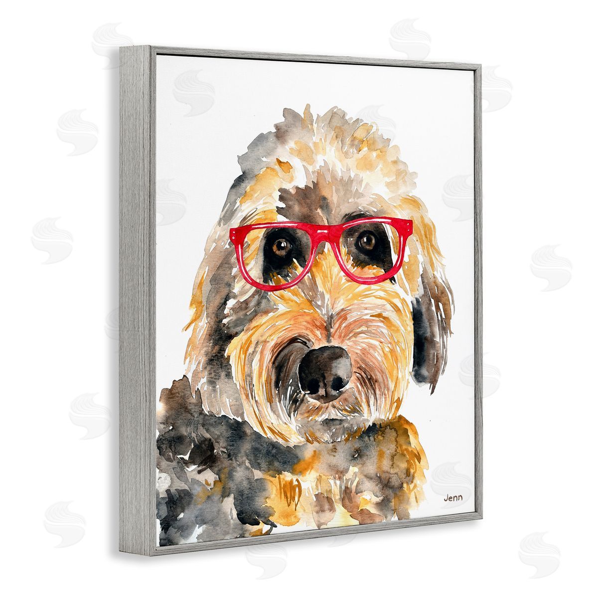 Jen Seeley Fun Terrier Dog Red Glasses