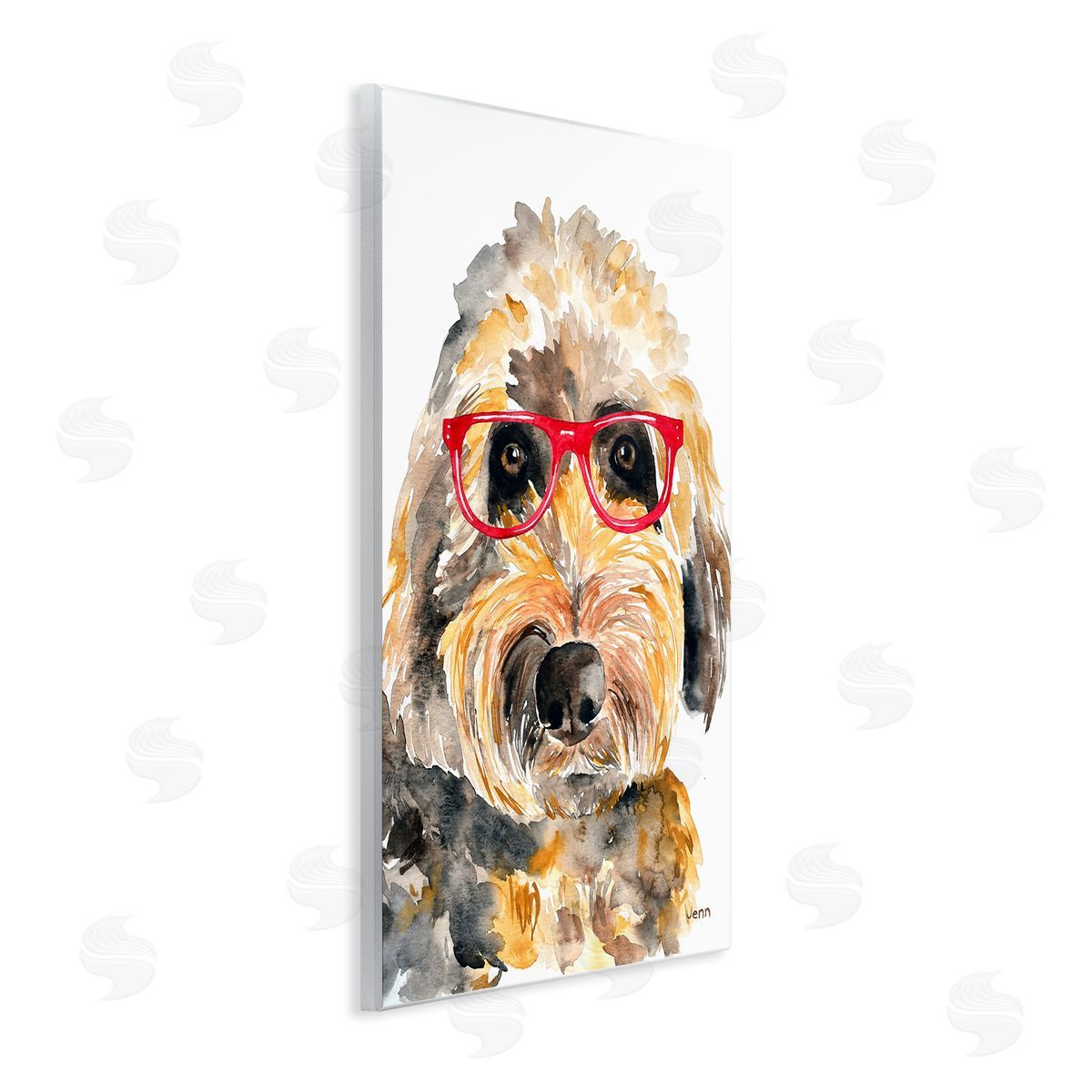 Jen Seeley Fun Terrier Dog Red Glasses