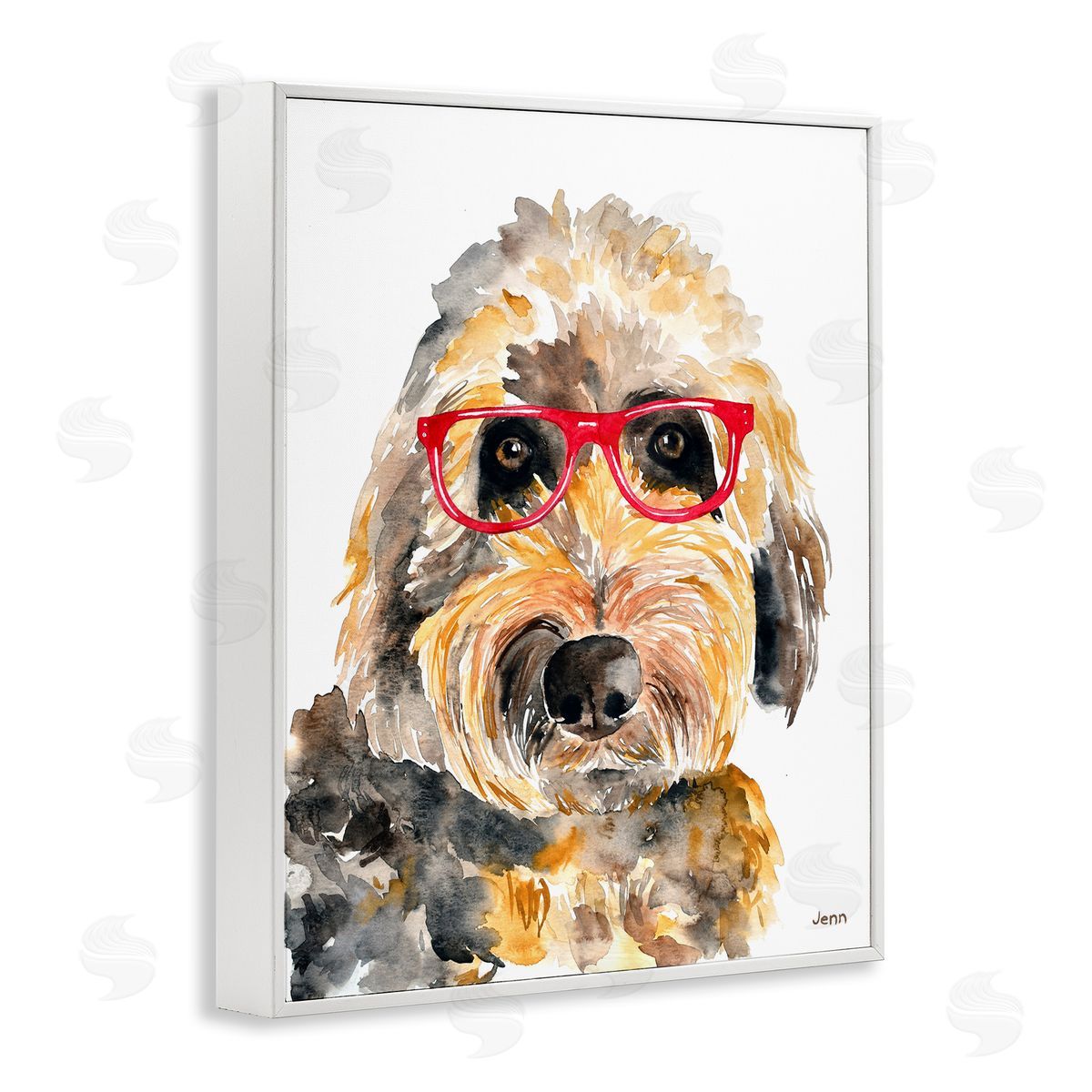 Jen Seeley Fun Terrier Dog Red Glasses