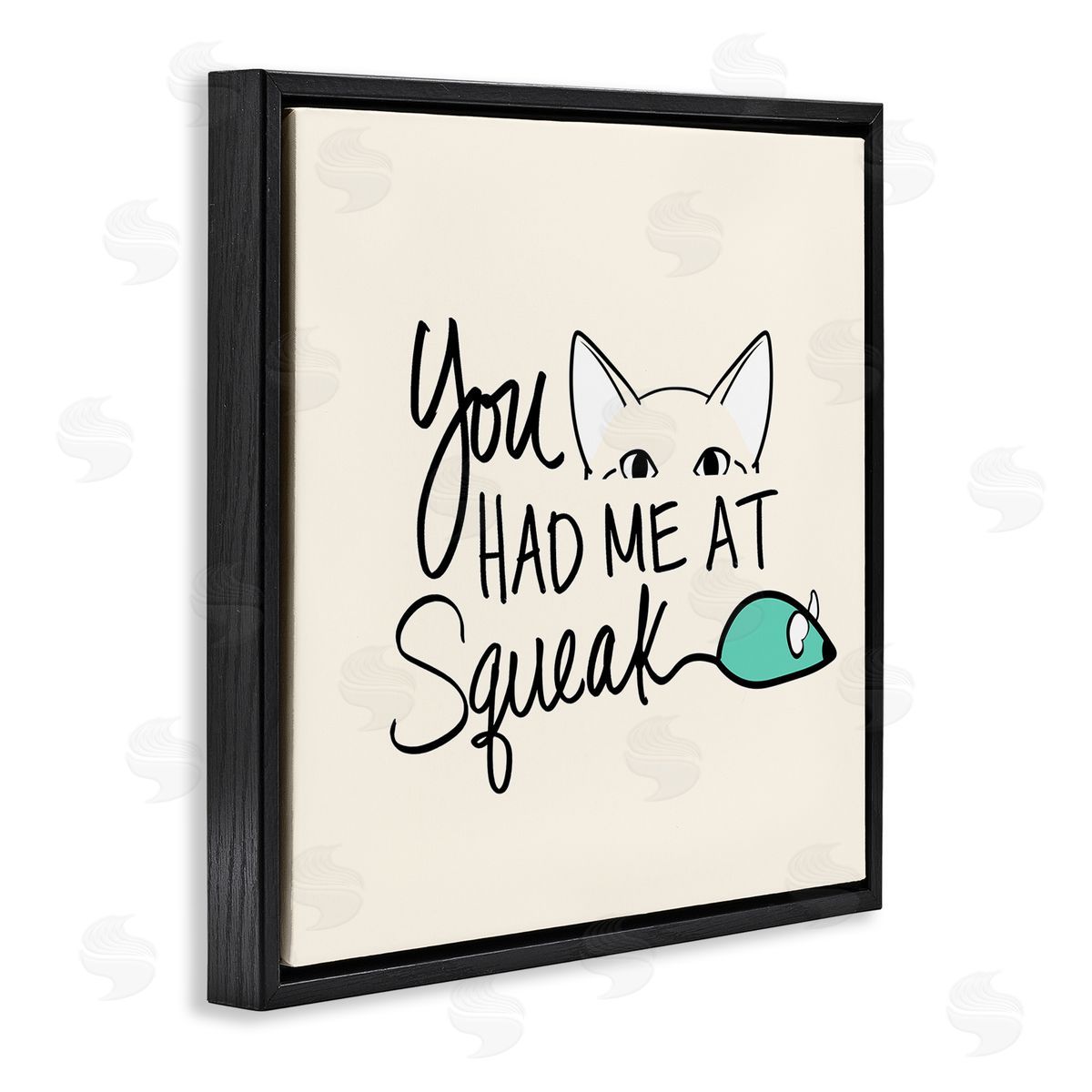SunDance Group LLC You Had Me At Squeak Peeking Cat Black Floating Frame Canvas Wall Art Print