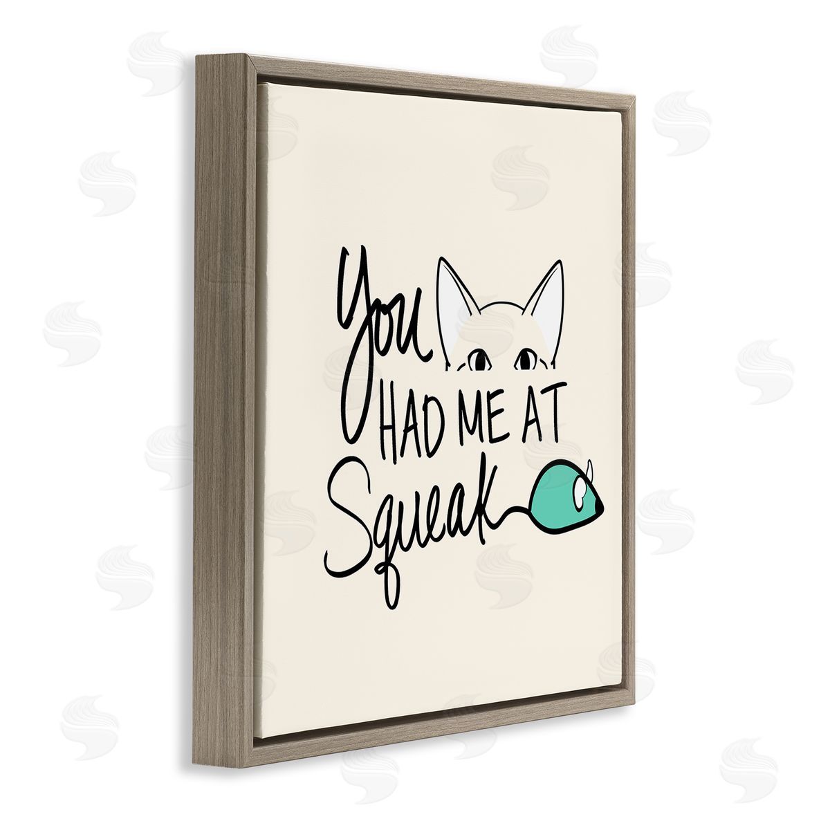 SunDance Group LLC You Had Me At Squeak Peeking Cat Brown Floating Frame Canvas Wall Art Print