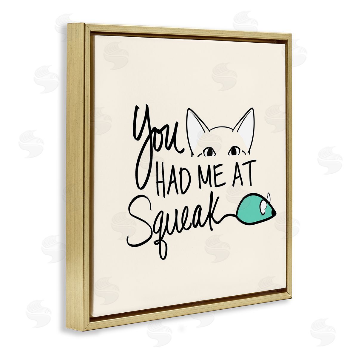 SunDance Group LLC You Had Me At Squeak Peeking Cat Gold Floating Frame Canvas Wall Art Print