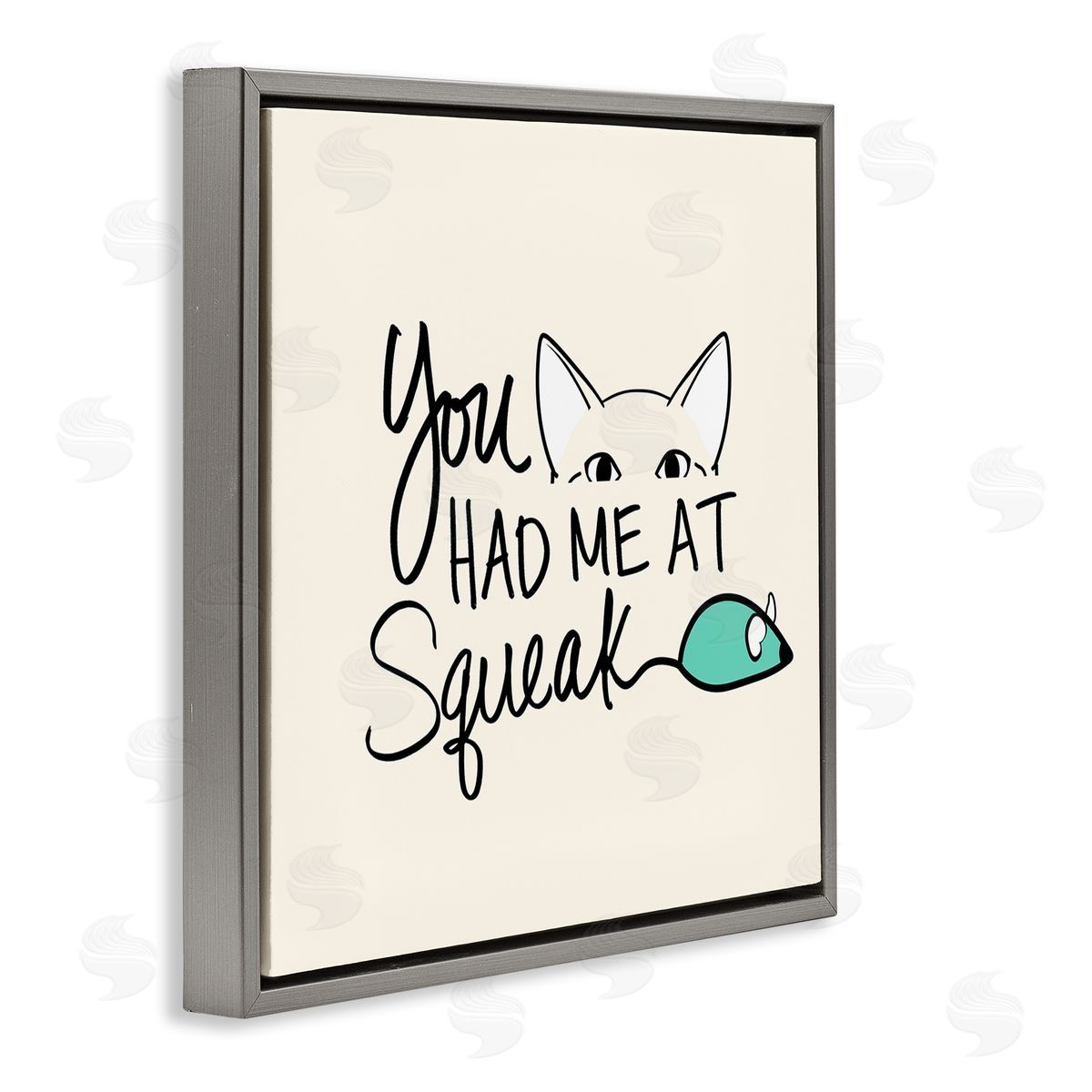 SunDance Group LLC You Had Me At Squeak Peeking Cat Gray Floating Frame Canvas Wall Art Print