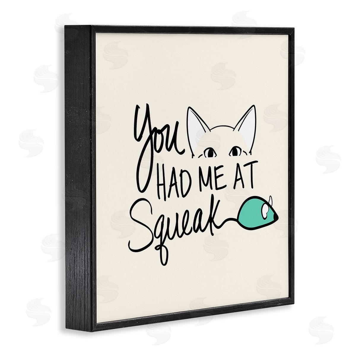 SunDance Group LLC You Had Me At Squeak Peeking Cat Black Framed Glicee Wall Art Print