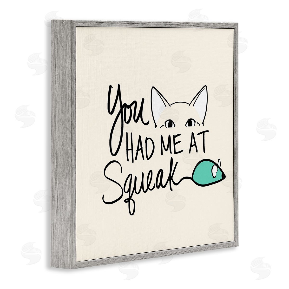 SunDance Group LLC You Had Me At Squeak Peeking Cat Gray Framed Glicee Wall Art Print