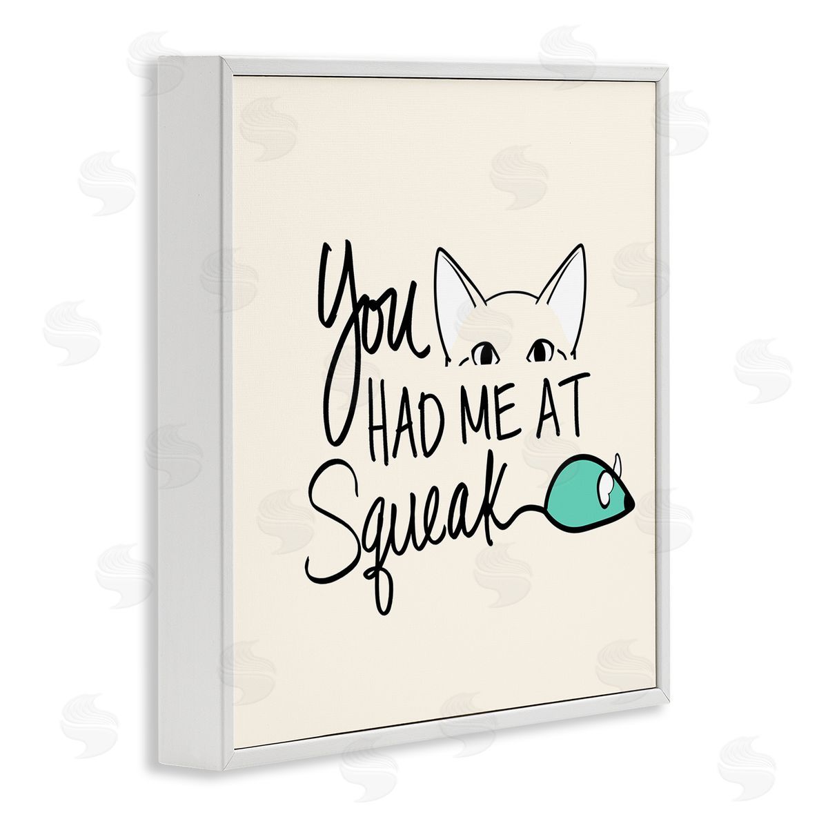 SunDance Group LLC You Had Me At Squeak Peeking Cat White Framed Glicee Wall Art Print
