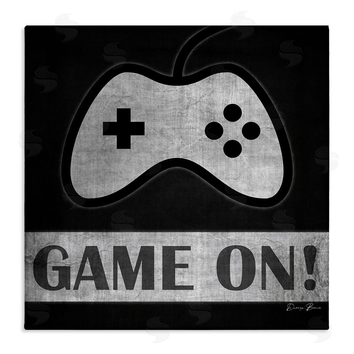 Denise Brown Game On Video Gaming Phrase Stretched Canvas Wall Art Print