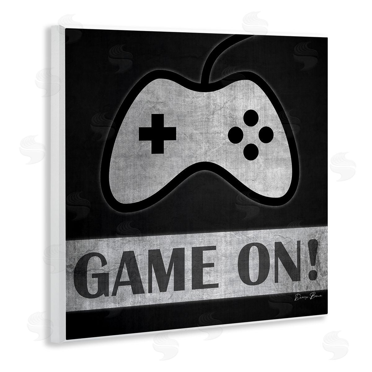 Denise Brown Game On Video Gaming Phrase Wooden Wall Plaque Art Print