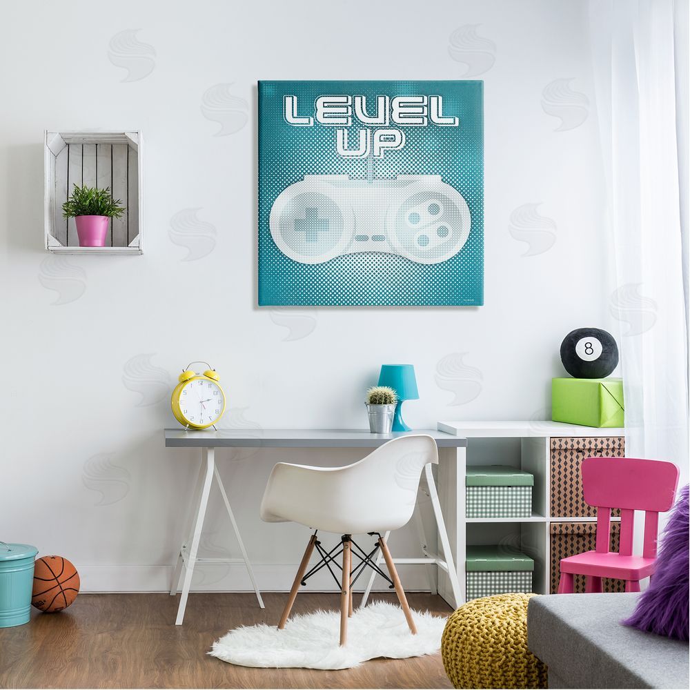 Yass Naffas Designs Level Up Vintage Controller  Canvas Wall Art in Room
