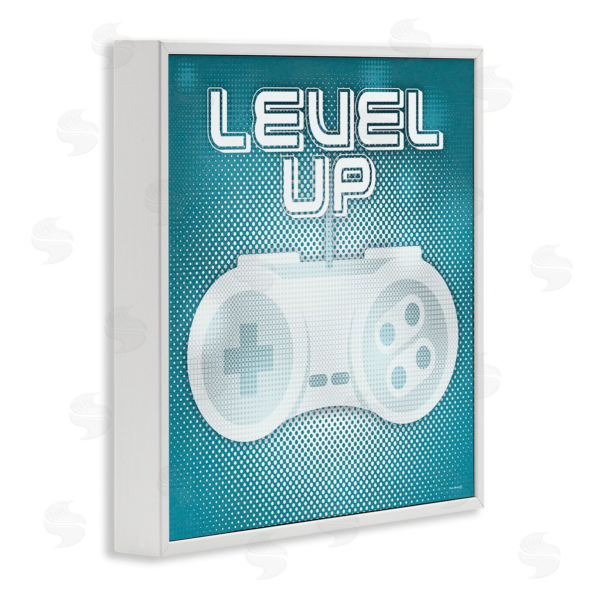 Yass Naffas Designs Level Up Vintage Controller  White Framed Glicee Wall Art Print