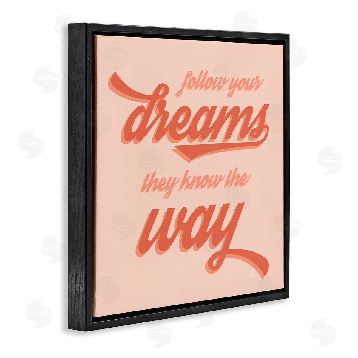 Natalie Carpentieri Follow Your Dreams They Know The Way Phrase Black Floating Frame Canvas Wall Art Print
