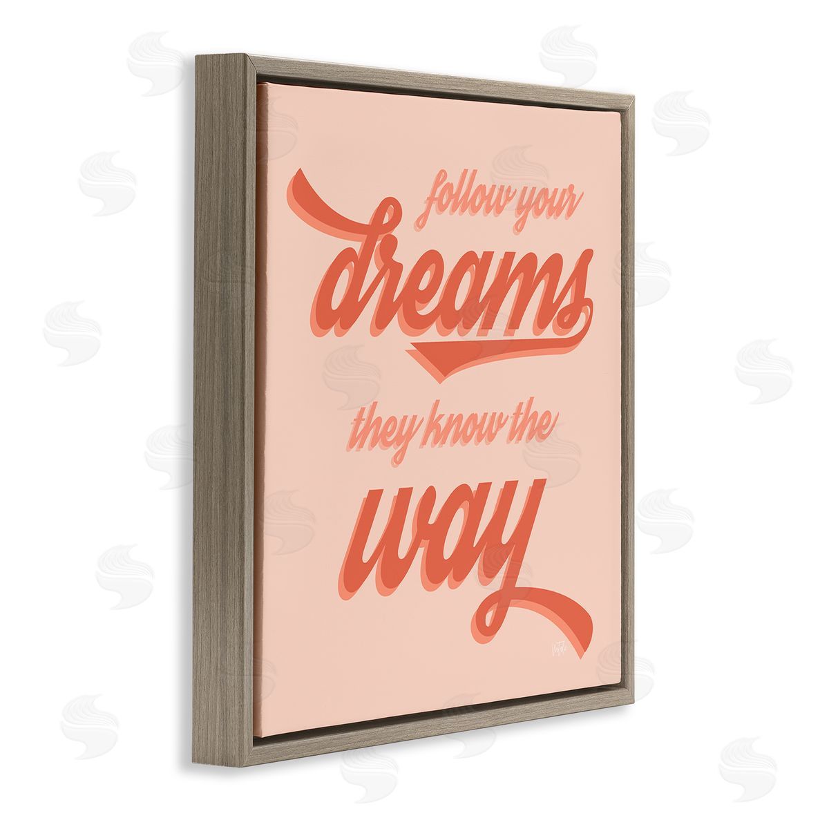 Natalie Carpentieri Follow Your Dreams They Know The Way Phrase Brown Floating Frame Canvas Wall Art Print
