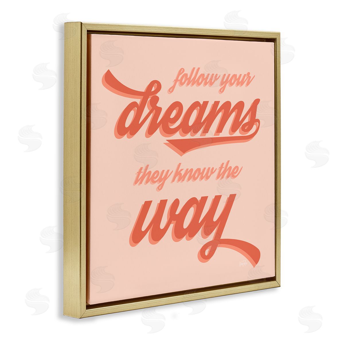 Natalie Carpentieri Follow Your Dreams They Know The Way Phrase Gold Floating Frame Canvas Wall Art Print