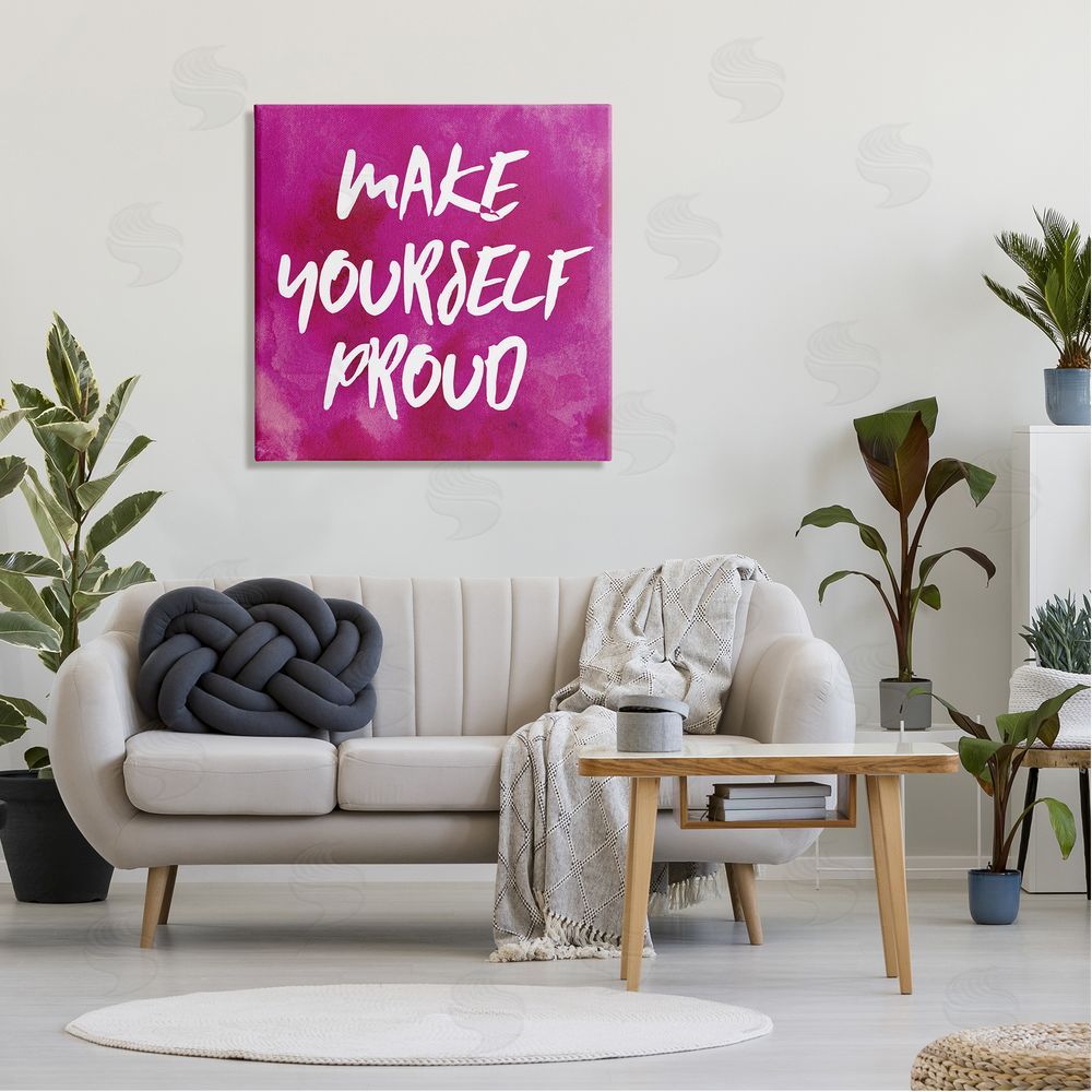 Natalie Sizemore Bold Make Yourself Proud Phrase Canvas Wall Art in Room