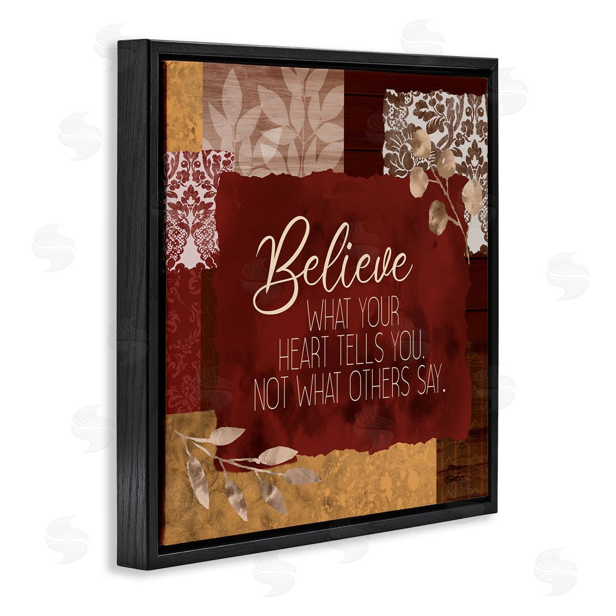 Kim Allen Believe What Your Heart Tells You Collage Black Floating Frame Canvas Wall Art Print