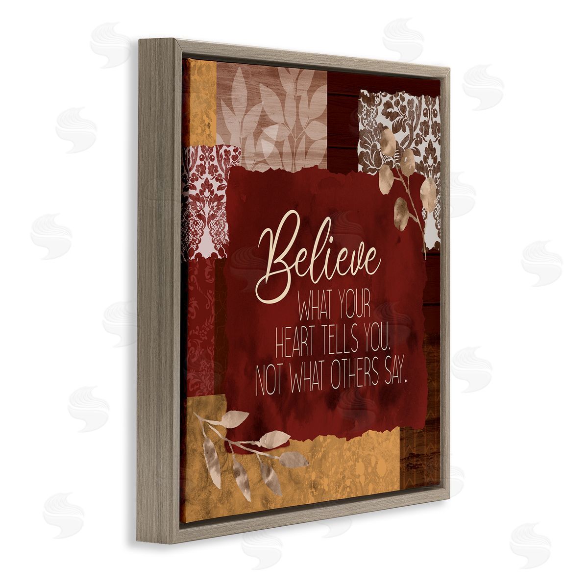 Kim Allen Believe What Your Heart Tells You Collage Brown Floating Frame Canvas Wall Art Print