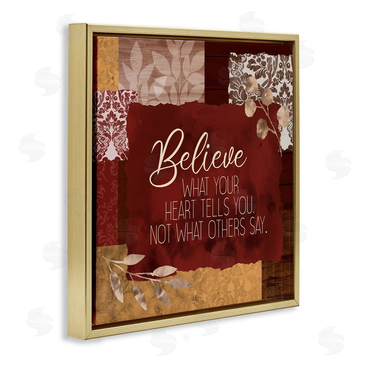Kim Allen Believe What Your Heart Tells You Collage Gold Floating Frame Canvas Wall Art Print