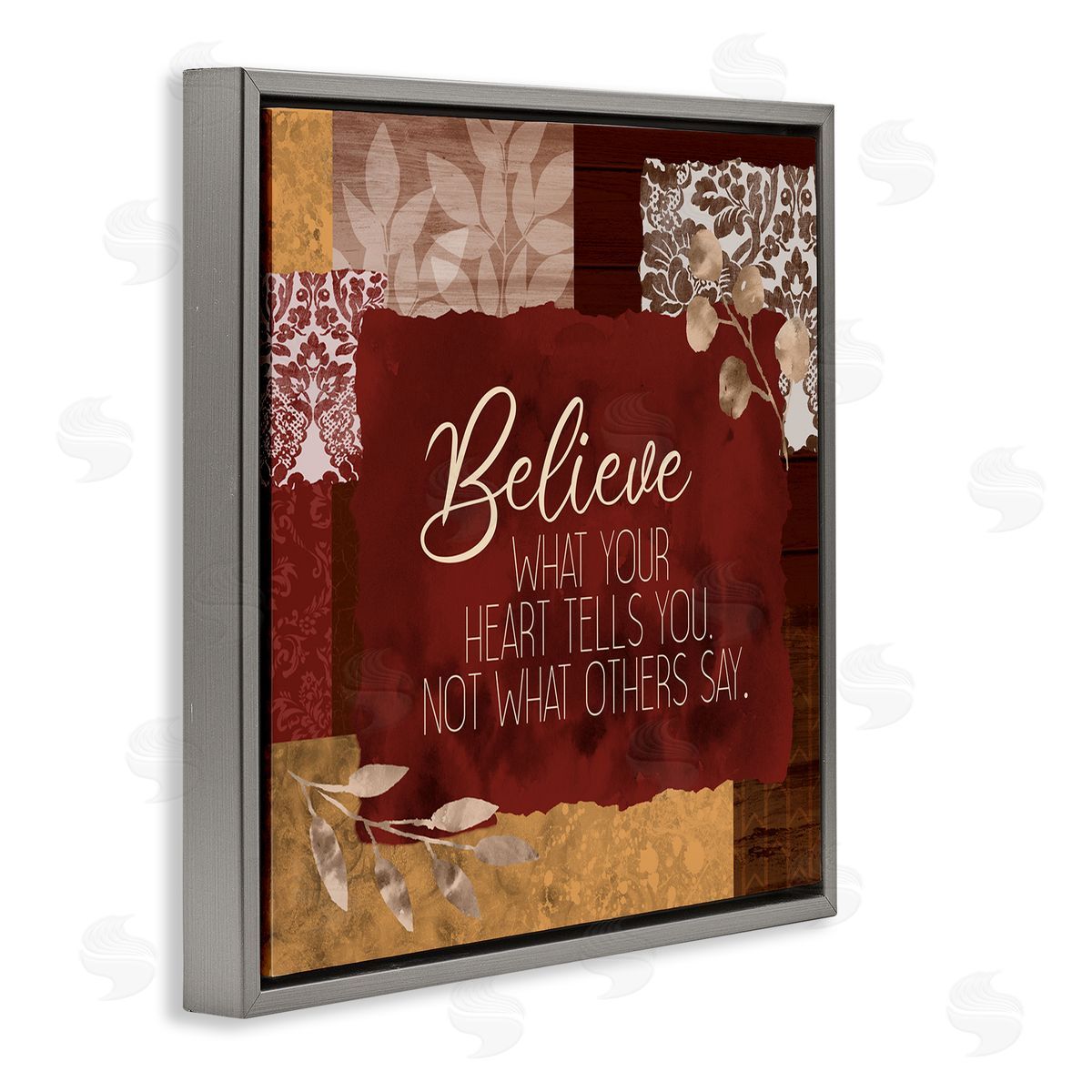 Kim Allen Believe What Your Heart Tells You Collage Gray Floating Frame Canvas Wall Art Print