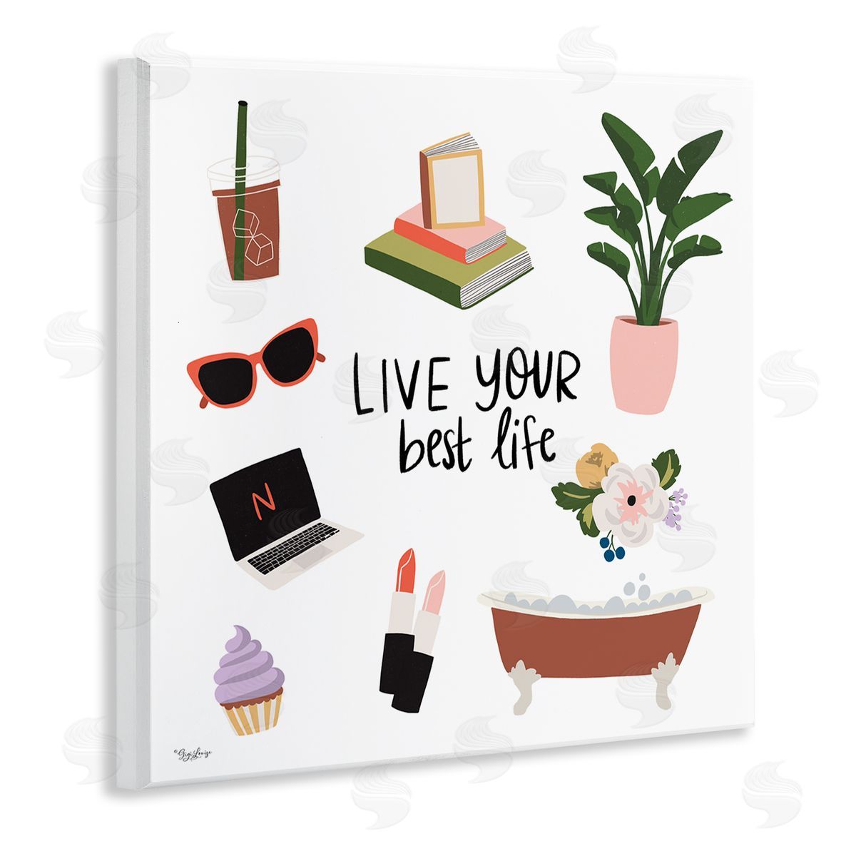 Gigi Louise Live Your Best Life Phrase Wooden Wall Plaque Art Print