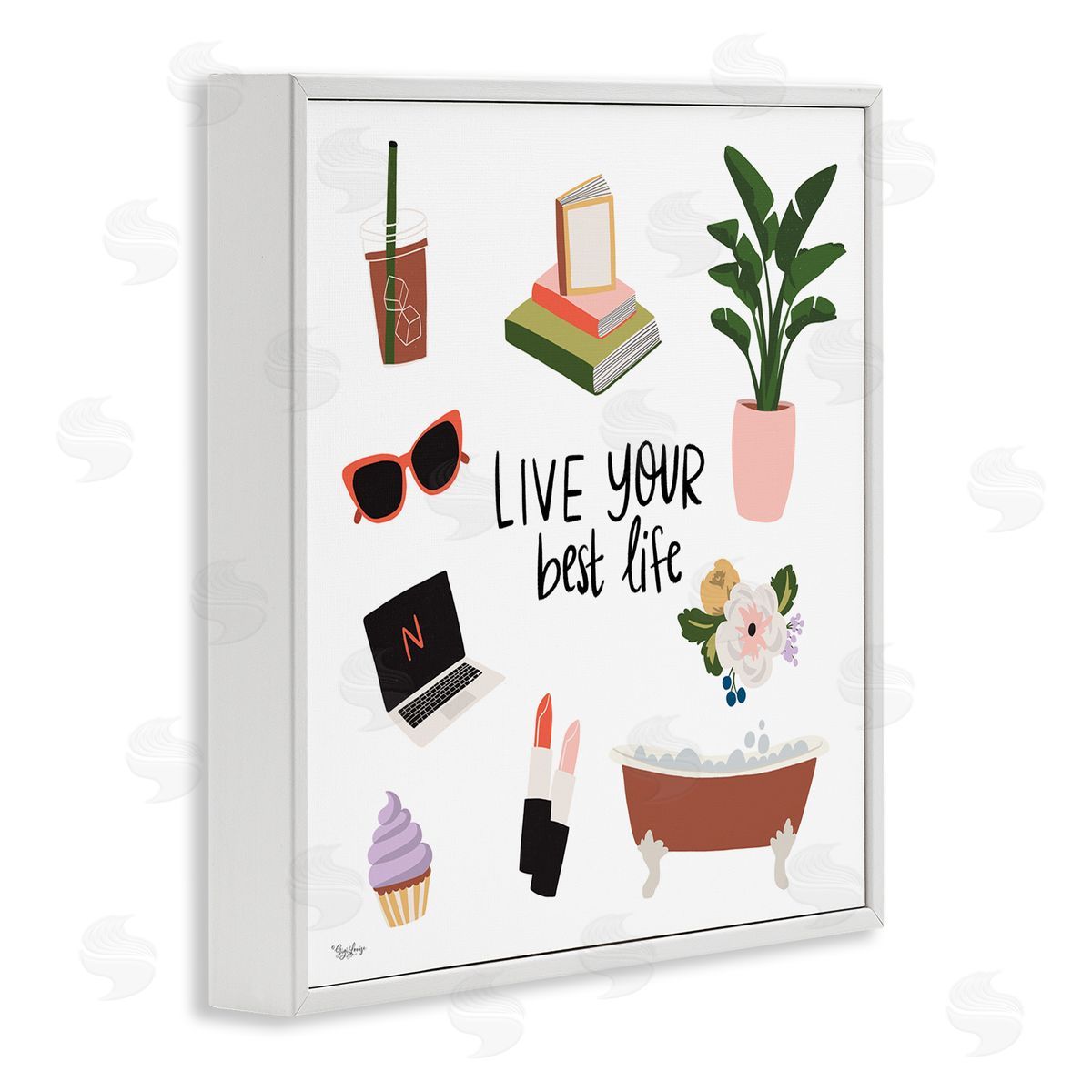 Gigi Louise Live Your Best Life Phrase White Framed Glicee Wall Art Print