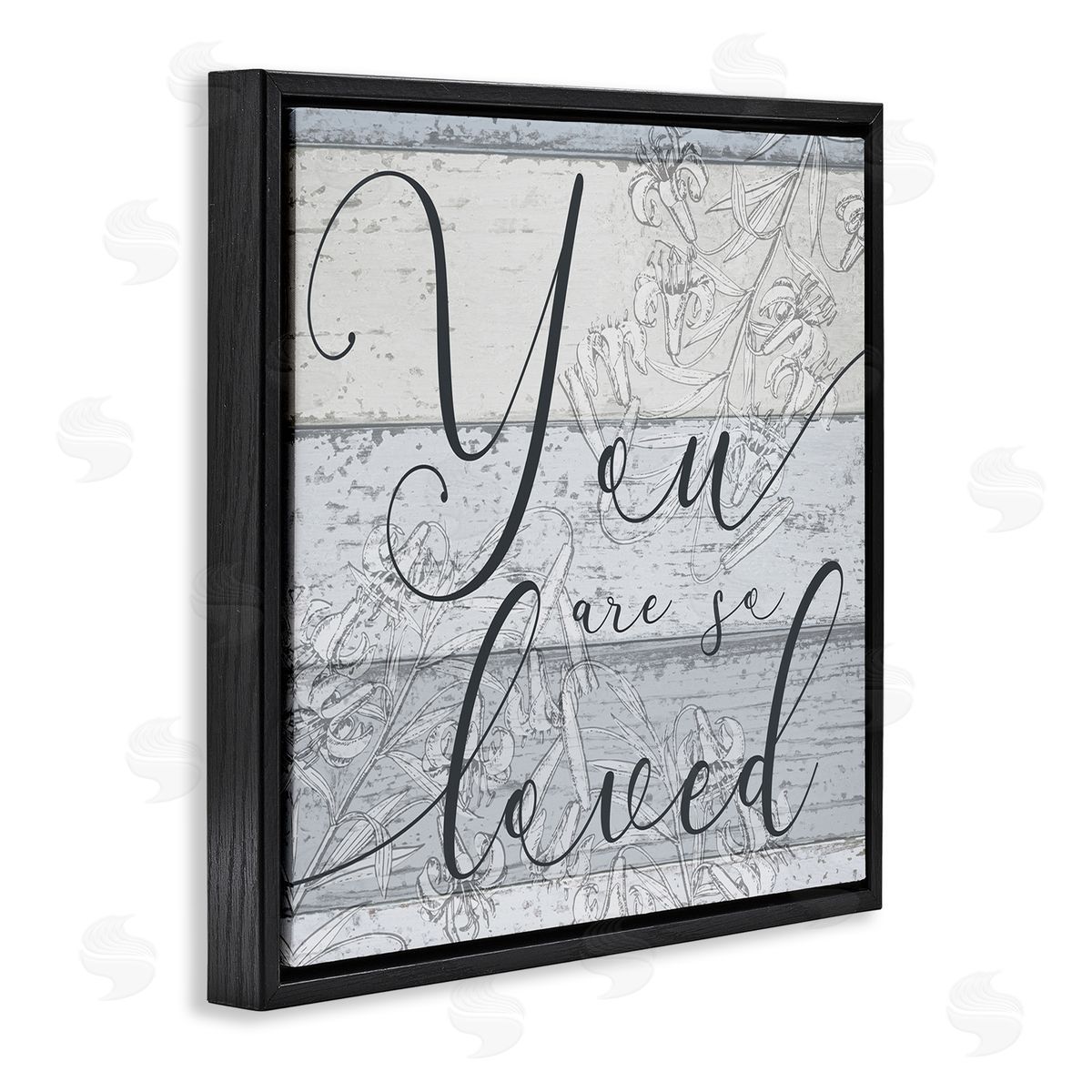 Stupell Studio You Are So Loved Country Florals Black Floating Frame Canvas Wall Art Print