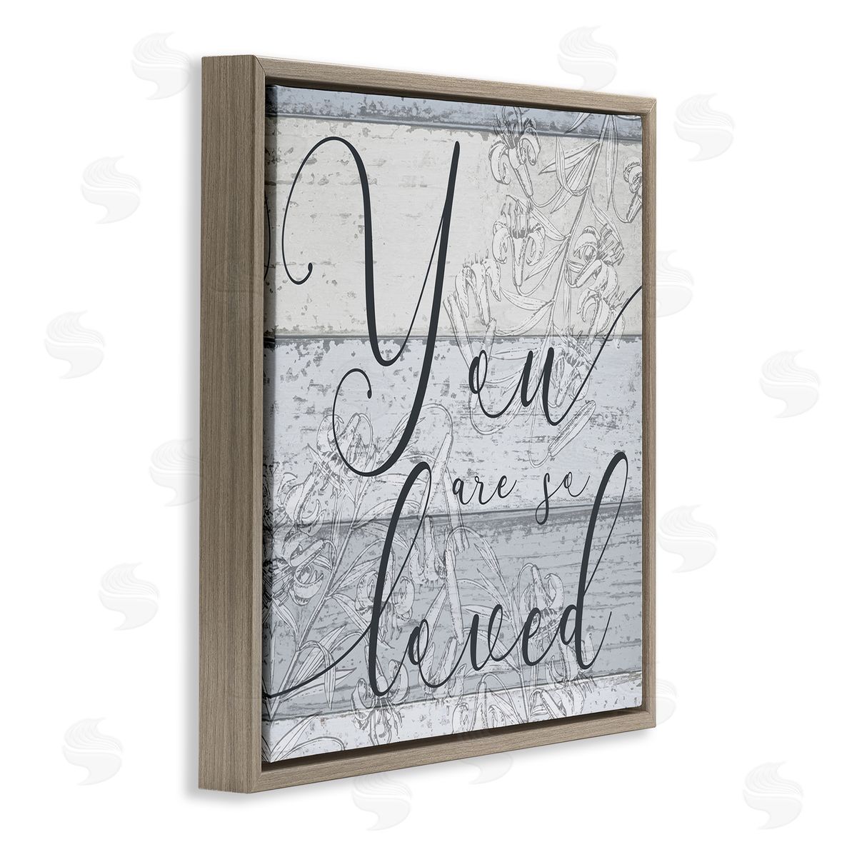 Stupell Studio You Are So Loved Country Florals Brown Floating Frame Canvas Wall Art Print