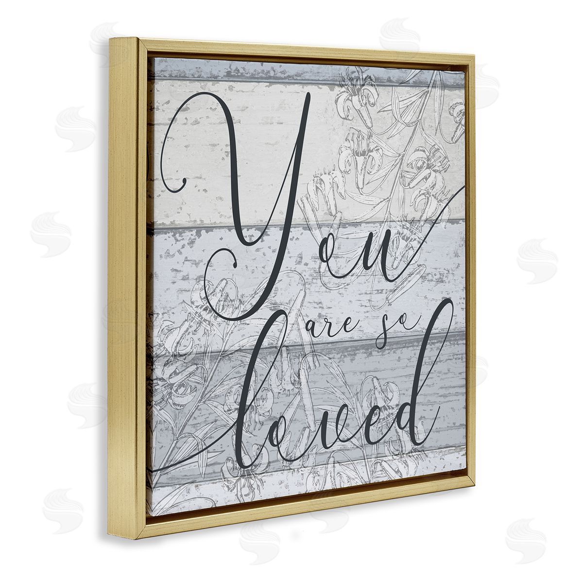 Stupell Studio You Are So Loved Country Florals Gold Floating Frame Canvas Wall Art Print