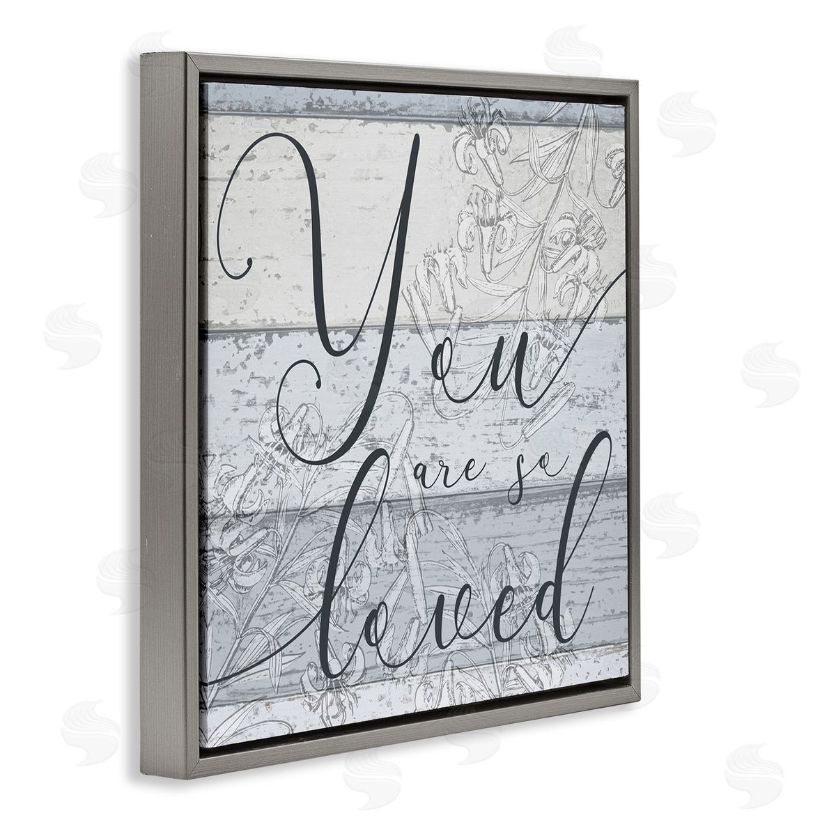 Stupell Studio You Are So Loved Country Florals Gray Floating Frame Canvas Wall Art Print